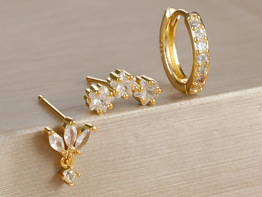 Elegante Glans Oorbellen Set Goud